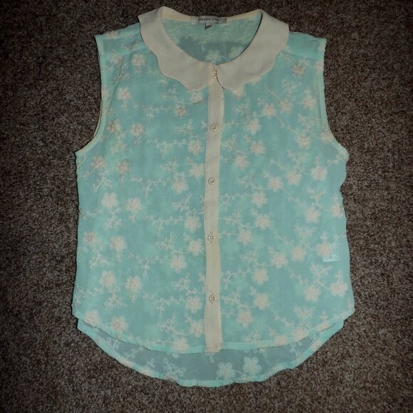 women's ENGLISH ROSE button front collared coquette girl blouse size small - Picture 1 of 3